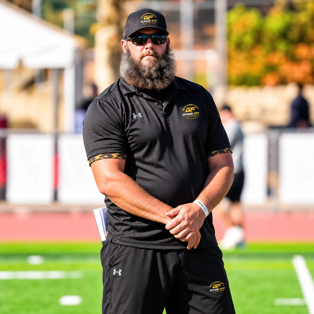 Coach Josh Parry on the practice field